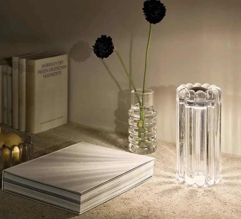 Lampe*Tom Dixon Lampe à poser, Press, , LED, dim, 2700K, 500 lm, Ø11,2cm, H23,5cm - transparent