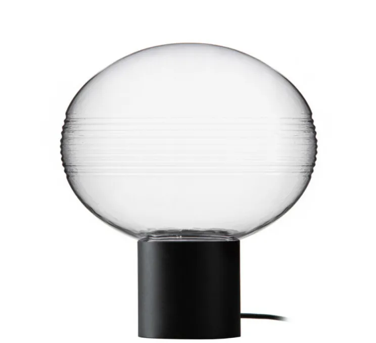 Lampe à poser, Qamar, noir, verre fumé, Ø25cm, H28cm - Nexel