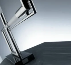 Lampe*Lumen Center Italia Lampe à poser, Quadro, , Led, 2700K, 2000lm, L60cm, H58cm - chrome, noir marquina