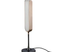 Lampe*Entrelacs Lampe à poser, Quatre Cent Quarante, , LED, 2700K, 100 lm, L6,1cm, H50cm - Bronze patiné et blanc albâtre