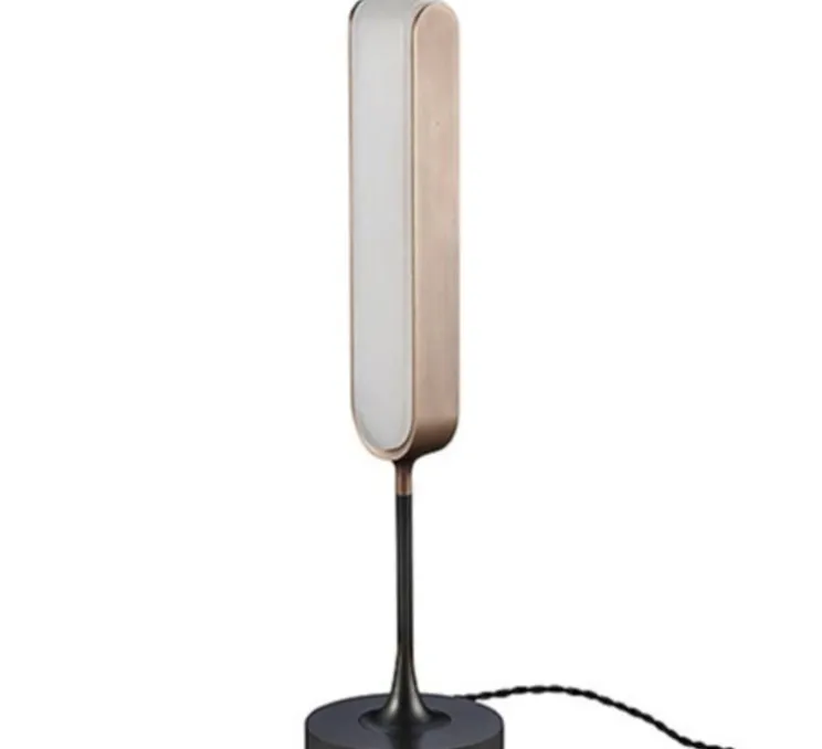 Lampe à poser, Quatre Cent Quarante, Bronze patiné et blanc albâtre, LED, 2700K, 100 lm, L6,1cm, H50cm - Entrelacs