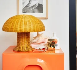 Lampe*HKLIVING Lampe à poser, Rattan, , Ø34cm, H30cm - HK Living moutarde