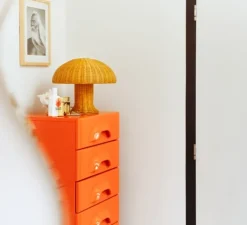 Lampe*HKLIVING Lampe à poser, Rattan, , Ø34cm, H30cm - HK Living moutarde