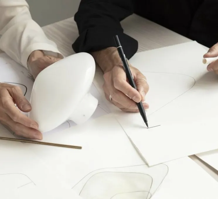 Lampe à poser, Repose, blanc & noir, Ø17,5cm, H14,5cm - lyfa