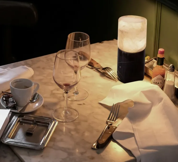 Lampe à poser, Rock, Marbre noir, Ø8,5cm, H19cm - Robin