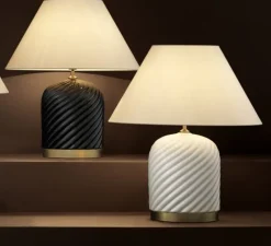 Lampe*Eichholtz Lampe à poser, Savona, , L58cm, H66cm - blanc, laiton