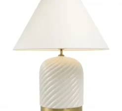 Lampe*Eichholtz Lampe à poser, Savona, , L58cm, H66cm - blanc, laiton