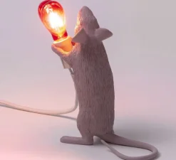Lampe à poser, Souris, Mouse Lamp Step Standing Love Edition, rose, L13,3cm, H14,5cm - Seletti