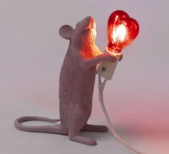 Lampe à poser, Souris, Mouse Lamp Step Standing Love Edition, rose, L13,3cm, H14,5cm - Seletti
