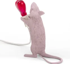 Lampe à poser, Souris, Mouse Lamp Step Standing Love Edition, rose, L13,3cm, H14,5cm - Seletti