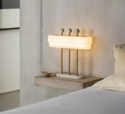 Lampe*Bert frank Lampe à poser, Spate, , L44cm, H40cm - laiton, marbre carrara