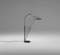 Lampe à poser, Spoon, structure metal noir mat, cuir noir, LED, dim, 3000K, 600 lm, Ø11cm, H63cm - Penta