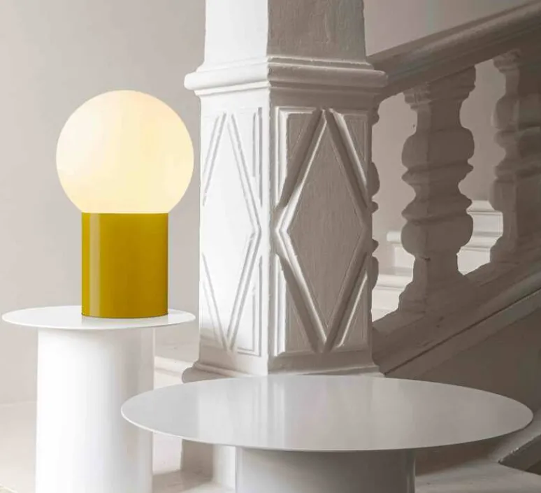 Lampe*Laurence du Tilly Lampe à poser, Sœur, small, RAL 1018, , Ø35cm, H56cm - jaune zinc