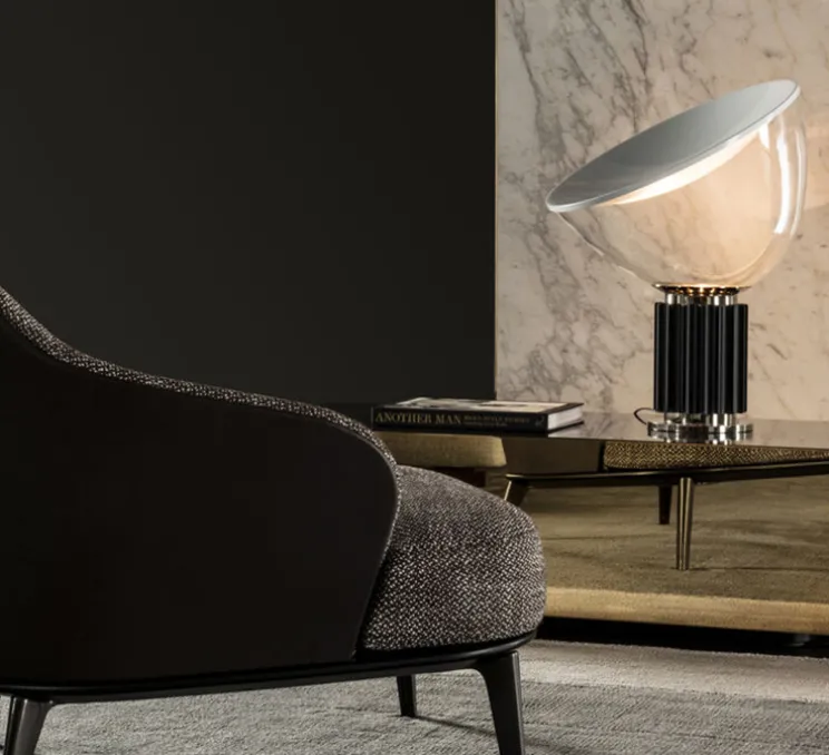 Lampe à poser, Taccia PMMA, noir, LED, 2700K, 1400lm, Ø49,5cm, H64,5cm - Flos