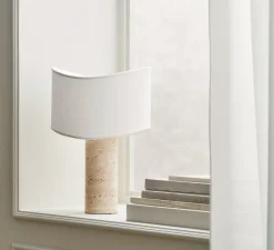 Lampe*Bolia Lampe à poser, Tajo, , Ø30cm, H45cm - ivoire, travertin