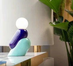 Lampe à poser, Tata C2820, bleu, L8,6cm, H22,2cm - Ferroluce