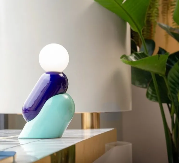 Lampe à poser, Tata C2820, bleu, L8,6cm, H22,2cm - Ferroluce