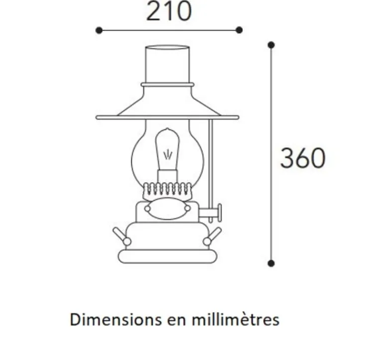 Lampe*Moretti Luce Lampe à poser, Taverna 1616, , L21cm, H36cm - Cuivre laiton vieilli