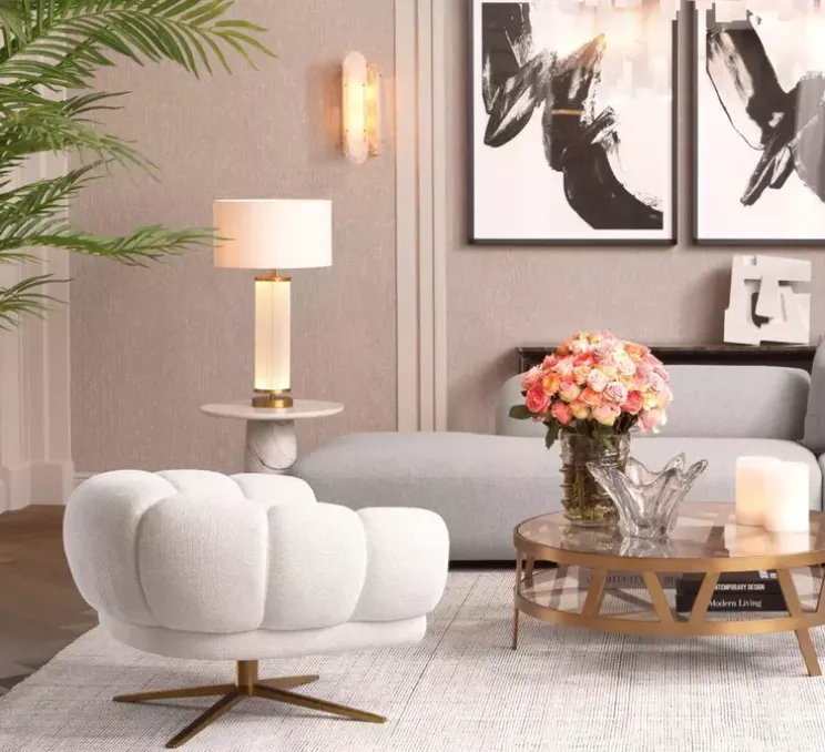 Lampe à poser, Thibaud, Laiton antique, verre givré, L45cm, H80cm - Eichholtz