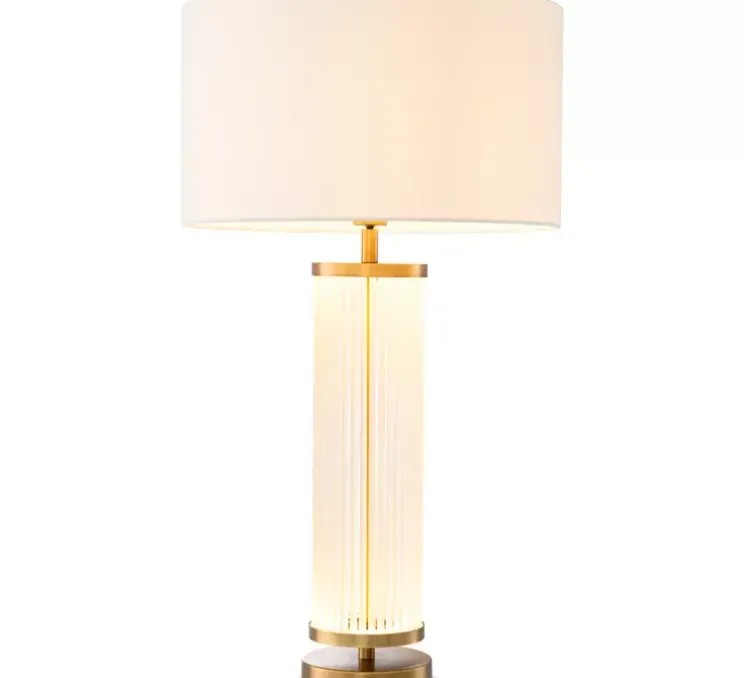 Lampe à poser, Thibaud, Laiton antique, verre givré, L45cm, H80cm - Eichholtz