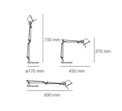 Lampe à poser, Tolomeo Table Micro, bleu anodisé, H73cm, L69cm - Artemide