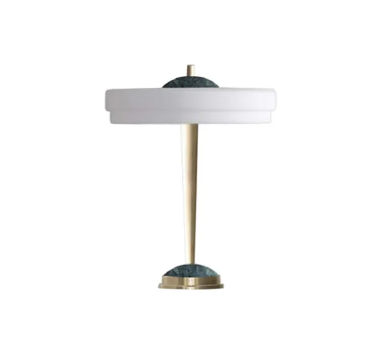 Lampe à poser, Trave, laiton, marbre guatemala, Ø30cm, H39cm - Bert Frank