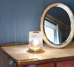 Lampe*Vistosi Lampe à poser, Tread LT, cristal transparent, Ø15cm, H20cm - terre brûlé, transparent