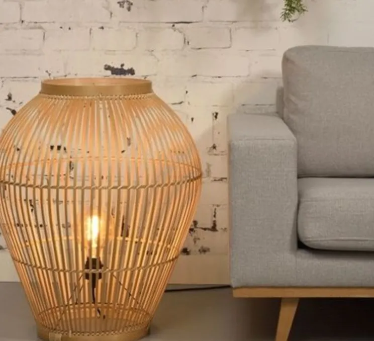 Lampe à poser, Tuvalu_L, bois, marron, Ø60cm, H70cm - Good & Mojo