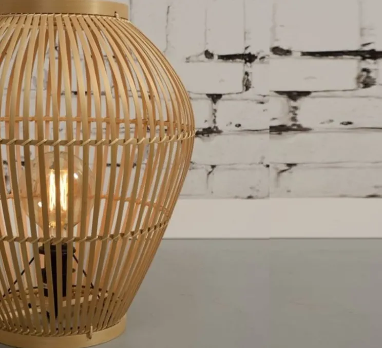 Lampe à poser, Tuvalu_L, bois, marron, Ø60cm, H70cm - Good & Mojo