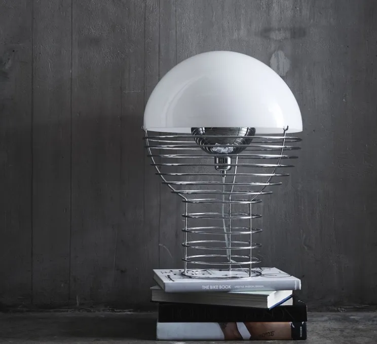 Lampe à poser, Wire, blanc, chrome, Ø40cm, H54cm - Verpan