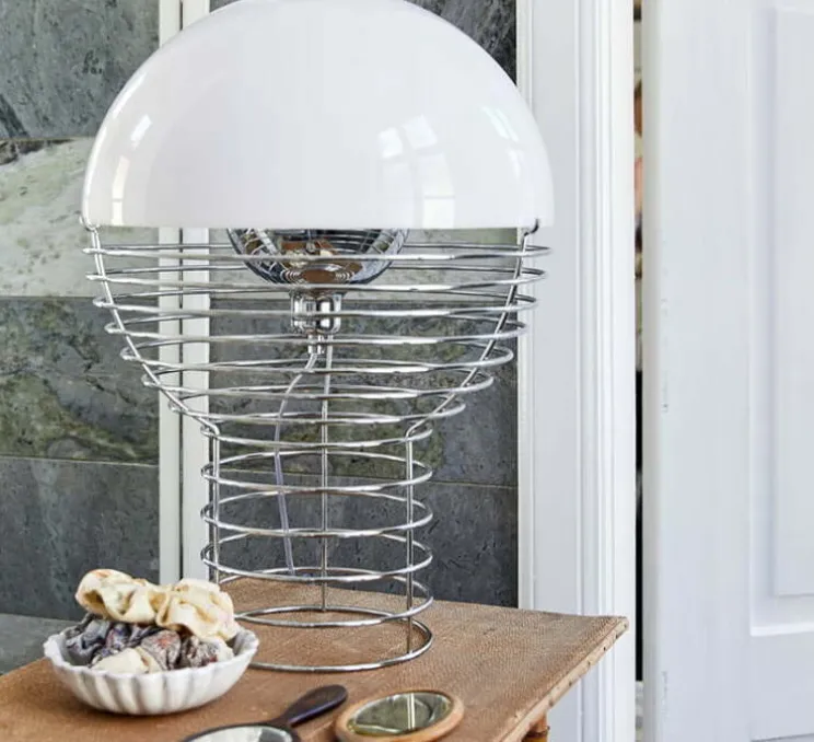 Lampe à poser, Wire, blanc, chrome, Ø40cm, H54cm - Verpan