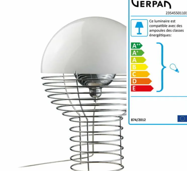 Lampe à poser, Wire, blanc, chrome, Ø40cm, H54cm - Verpan
