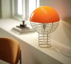 Lampe à poser, Wire, orange, chrome, Ø30cm, H42cm - Verpan