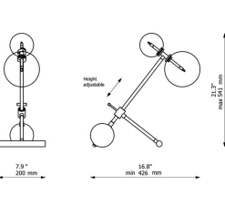 Lampe*Schwung Lampe à poser, Zosia, , L40cm, H44cm - Laiton laqué bruni