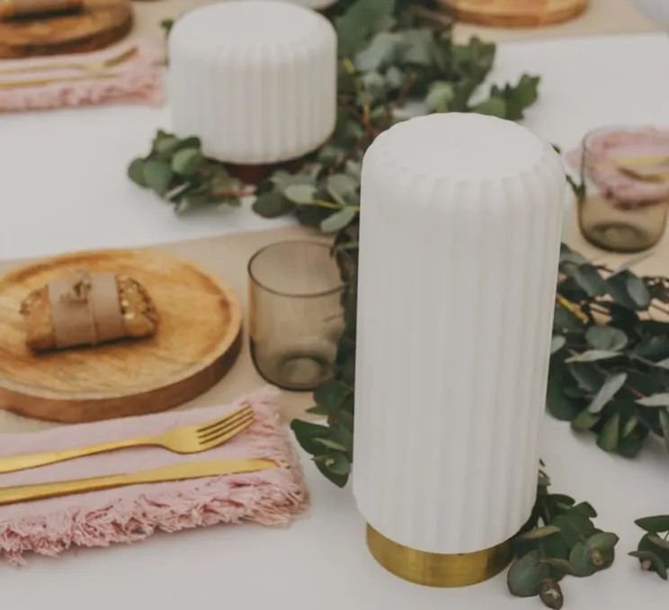 Lampe, baladeuse, Dentelles, or, IP65, Ø12cm, H29cm - Atelier Pierre