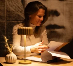 Lampe*Atelier Pierre Lampe, Baladeuse, Dentelles Bistro, , LED, dim, 3000K-6000K, 200lm, Ø12cm, H28cm - argile