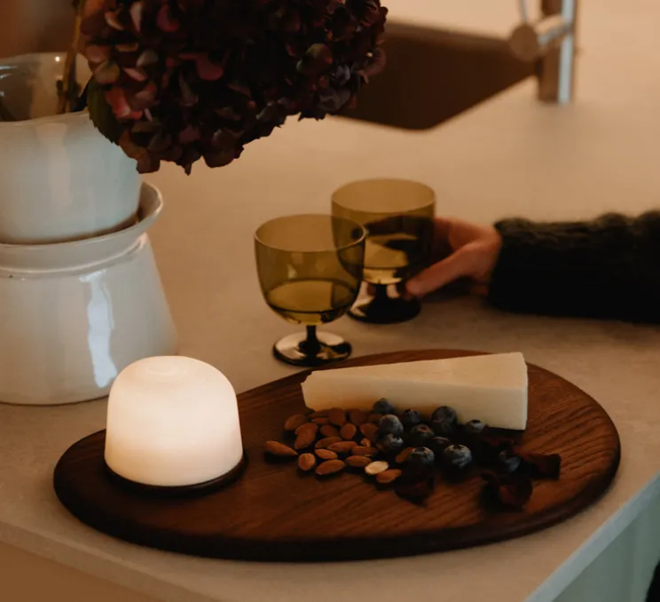 Lampe, Baladeuse, Fondant set de 3, noyer, IP65, LED, dim, 2700K, 100 lm, Ø26cm, H8,5cm - Atelier Pierre