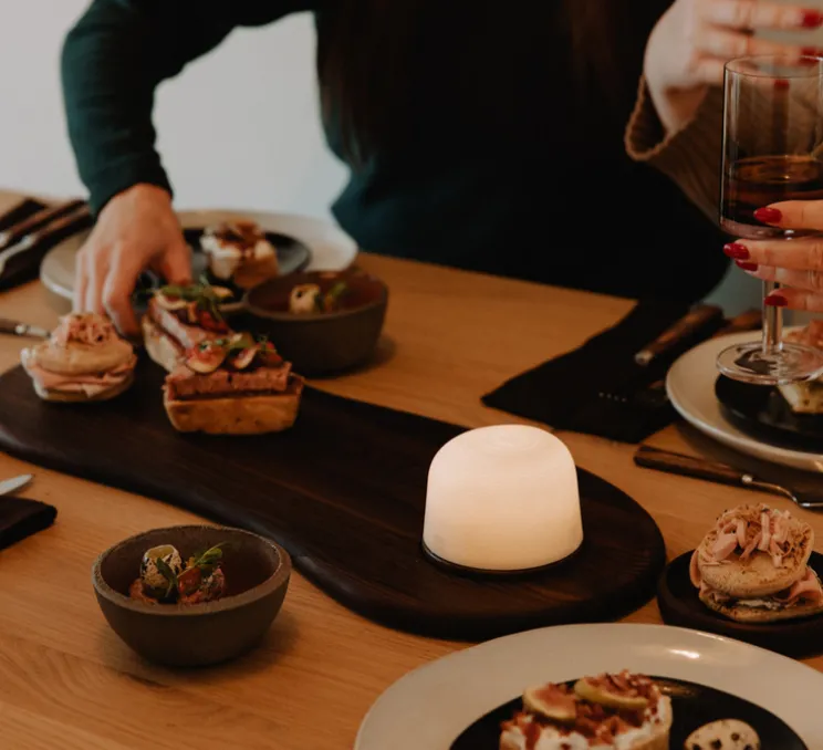 Lampe, Baladeuse, Fondant set de 3, noyer, IP65, LED, dim, 2700K, 100 lm, Ø26cm, H8,5cm - Atelier Pierre