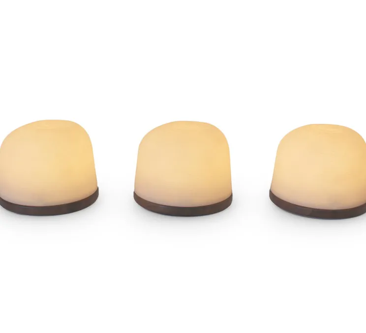 Lampe, Baladeuse, Fondant set de 3, noyer, IP65, LED, dim, 2700K, 100 lm, Ø26cm, H8,5cm - Atelier Pierre
