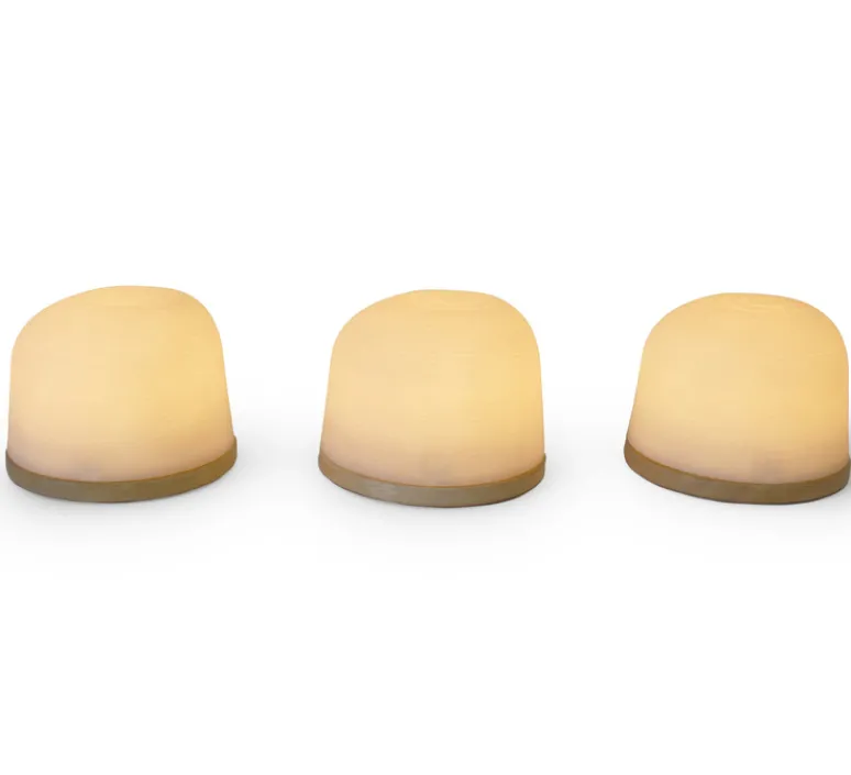 Lampe*Atelier Pierre Lampe, Baladeuse, Fondant set de 3, , IP65, LED, dim, 2700K, 100 lm, Ø26cm, H8,5cm - chêne