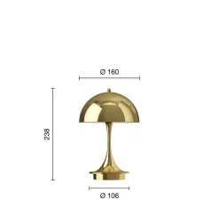 Lampe, Baladeuse, Panthella 160 Portable V3, laiton métallique, IP44, LED, dim, 2700K, 81 lm, Ø16cm, H24,1cm - Louis Poulsen