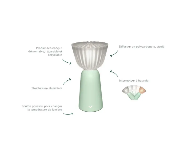 Lampe, Baladeuse, Swiing, carbone, IP54, LED, dim, 2700K, 35 lm, Ø10cm, H20cm - Fermob