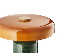 Lampe*Design by us Lampe, Baladeuse,Trip, Indian Green, Marbre vert, opaline ambre, IP44, LED, dim, 3000K, Ø17cm, H21cm - Marbre vert, ambre brillant
