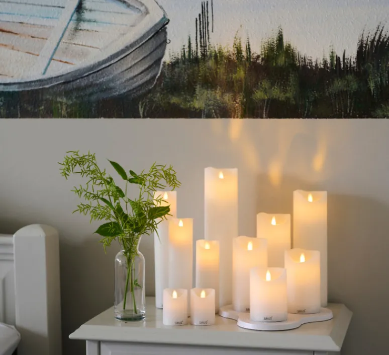 Lampe*Sirius Lampe Bougie, cire, Sara Rechargeable, , LED, Ø7,5cm, H25cm - blanc