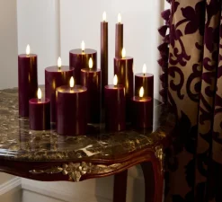 Lampe*Sirius Lampe bougie cire, Sille rechargeable 3pcs set , , Ø5cm, H12,5cm - bordeaux