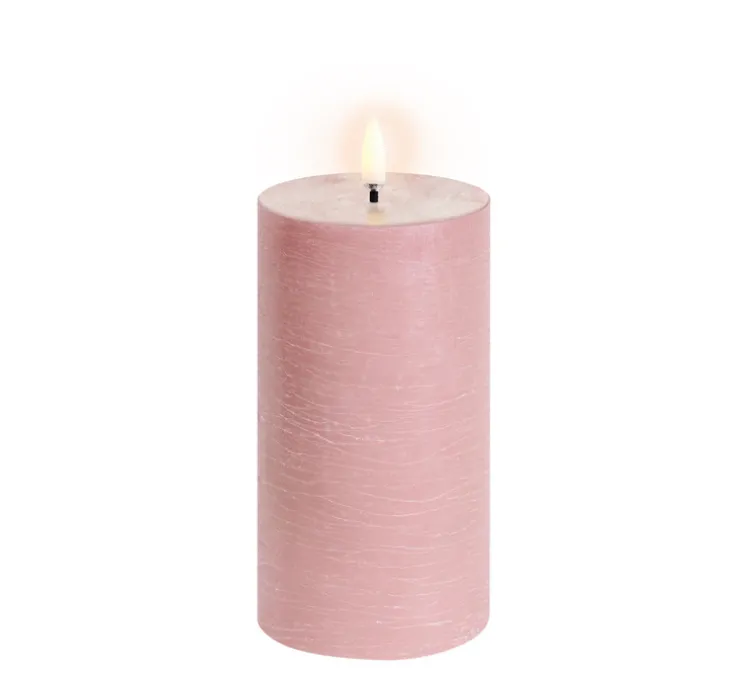 Lampe Bougie, Rustic Pillar, dusty rose, Ø7,8cm, H15cm, LED, dim, 2400K, 6 lm -Uyuni