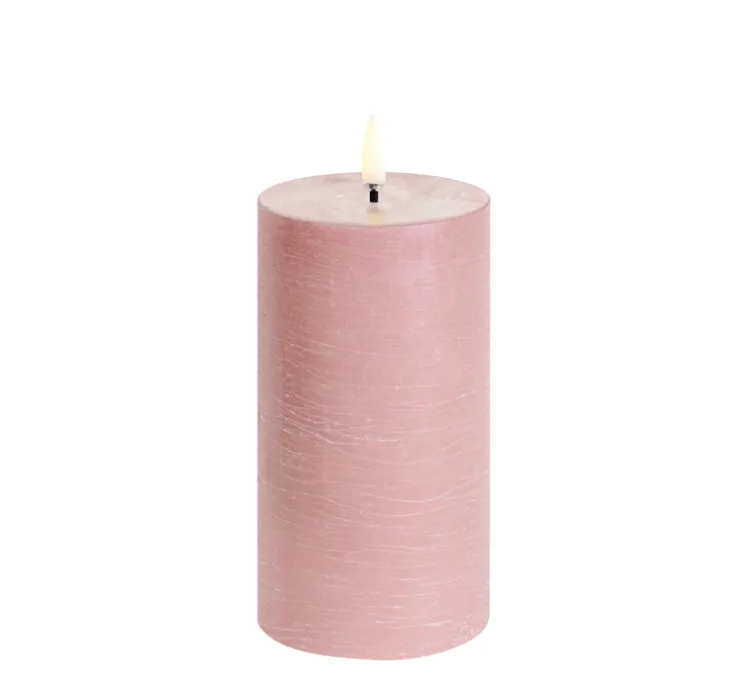 Lampe Bougie, Rustic Pillar, dusty rose, Ø7,8cm, H15cm, LED, dim, 2400K, 6 lm -Uyuni