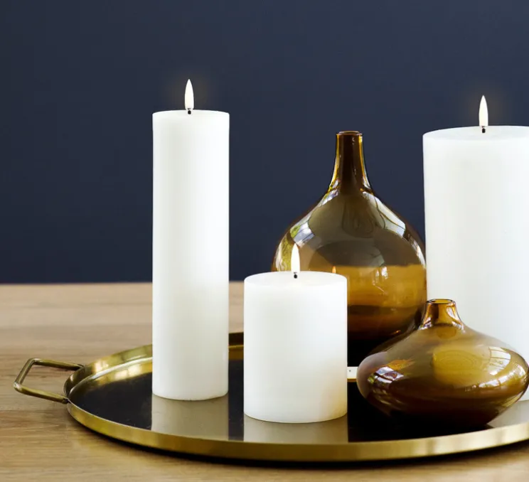 Lampe Bougie, Smooth Pillar, blanc nordique, Ø10cm, H10cm , LED, dim - UYUNI