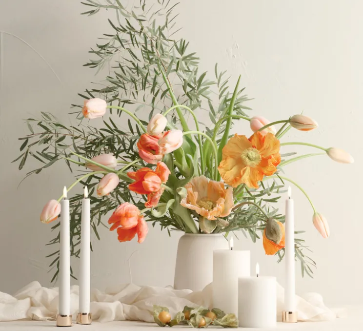 Lampe Bougie, Smooth Pillar, blanc nordique, Ø10cm, H15cm, LED, dim - UYUNI