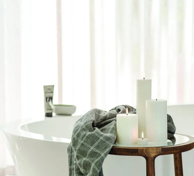 Lampe*Uyuni Lampe Bougie, Smooth Pillar, , Ø7,8cm, H20cm, LED, dim - blanc nordique